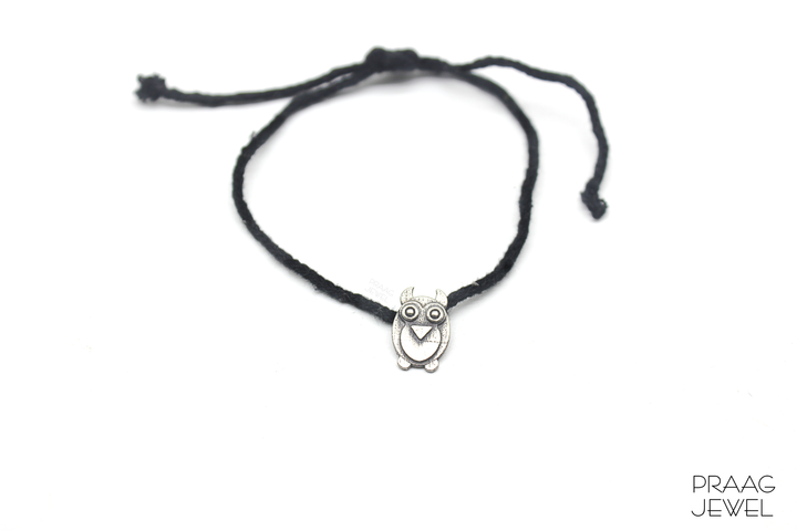 OWL SILVER NAZARBATTU ANKLET WITH OXIDIZED POLISH EXPORTER