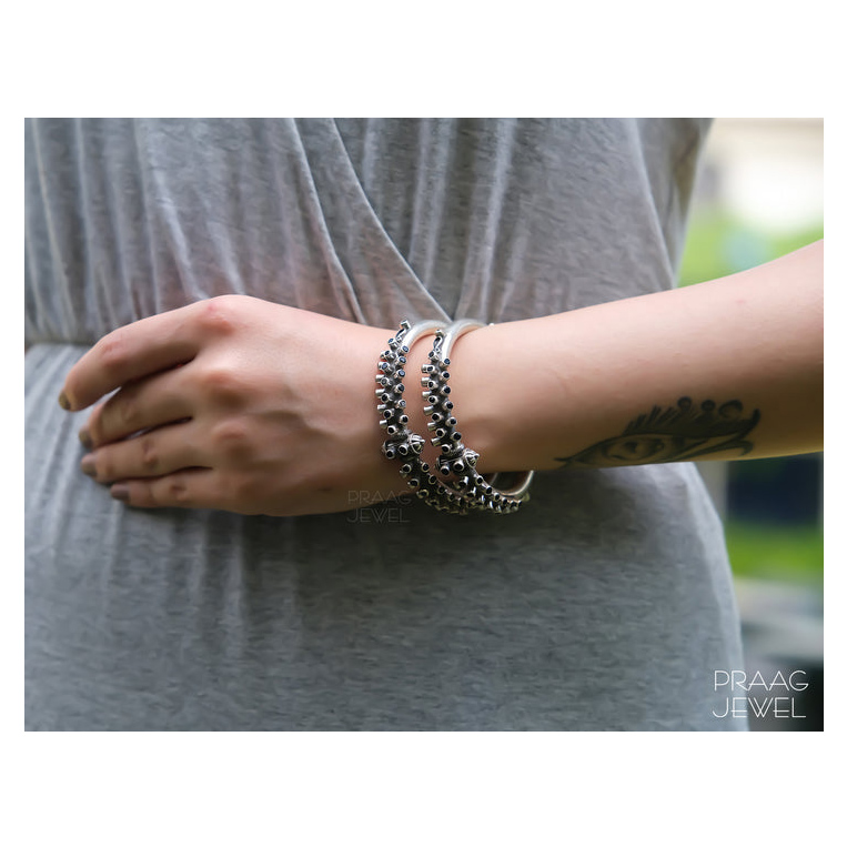 SILVER OXIDIZED DESIGNER BANGLES SET SUPPLIER