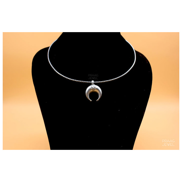 CRESCENT MOON SILVER PENDANT NECKLACE WITH OXIDIZED POLISH MANUFACTURER