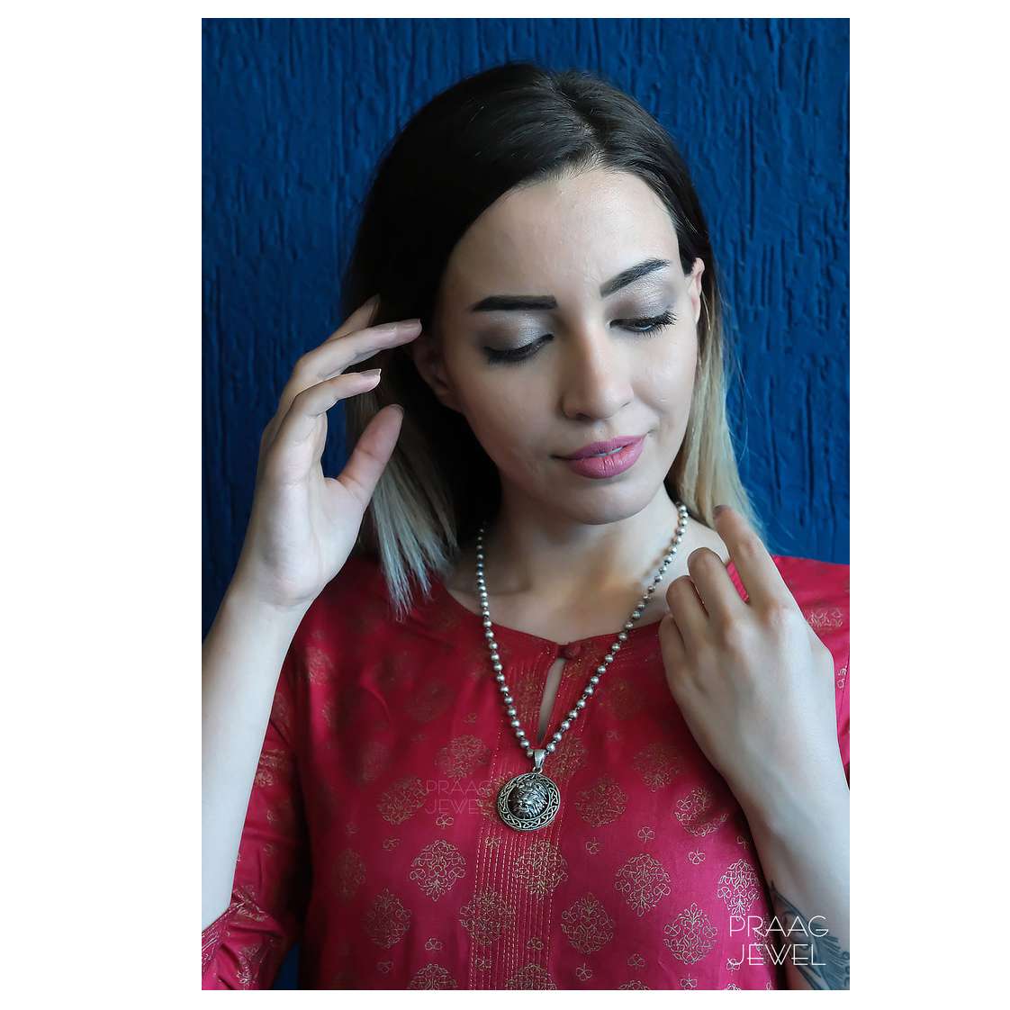 OXIDIZED SILVER DESIGNER PENDANT WITH CHAIN EXPORTER