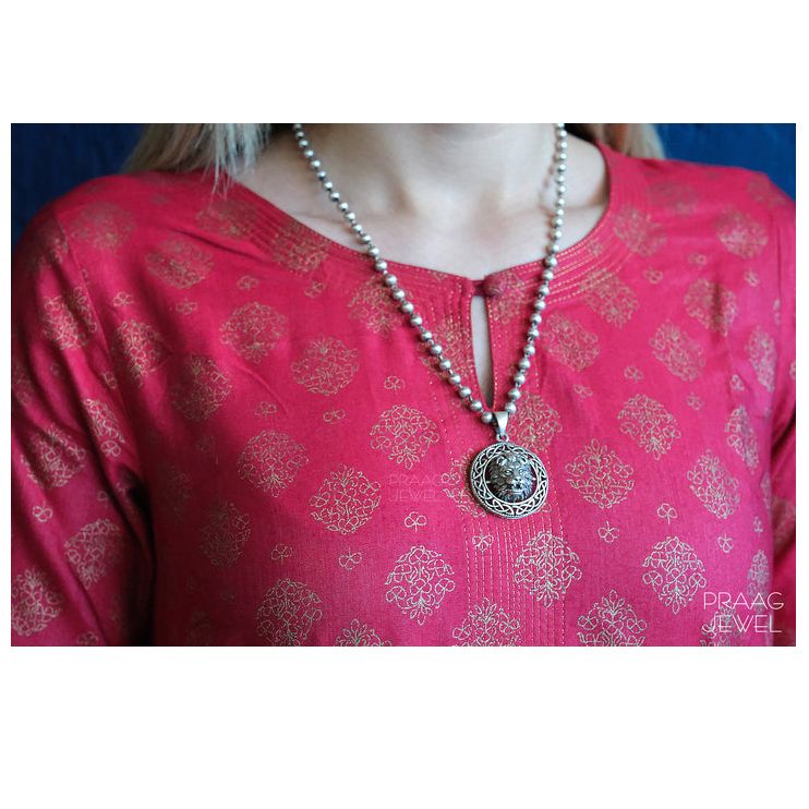 OXIDIZED SILVER DESIGNER PENDANT WITH CHAIN EXPORTER