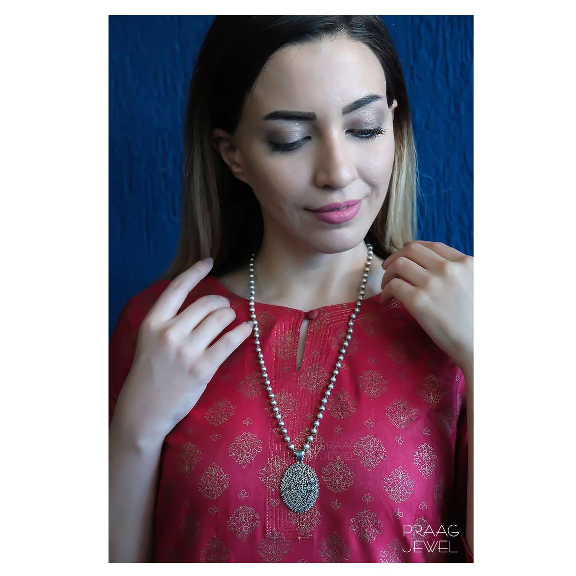 OXIDIZED SILVER DESIGNER PENDANT NECKLACE EXPORTER