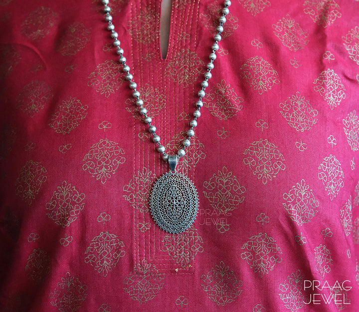 OXIDIZED SILVER DESIGNER PENDANT NECKLACE EXPORTER