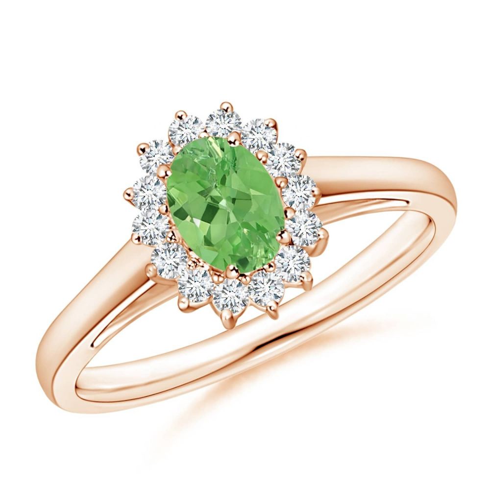 925 sterling Tsavorite Garnet halo ring with natural white zircon Supplier