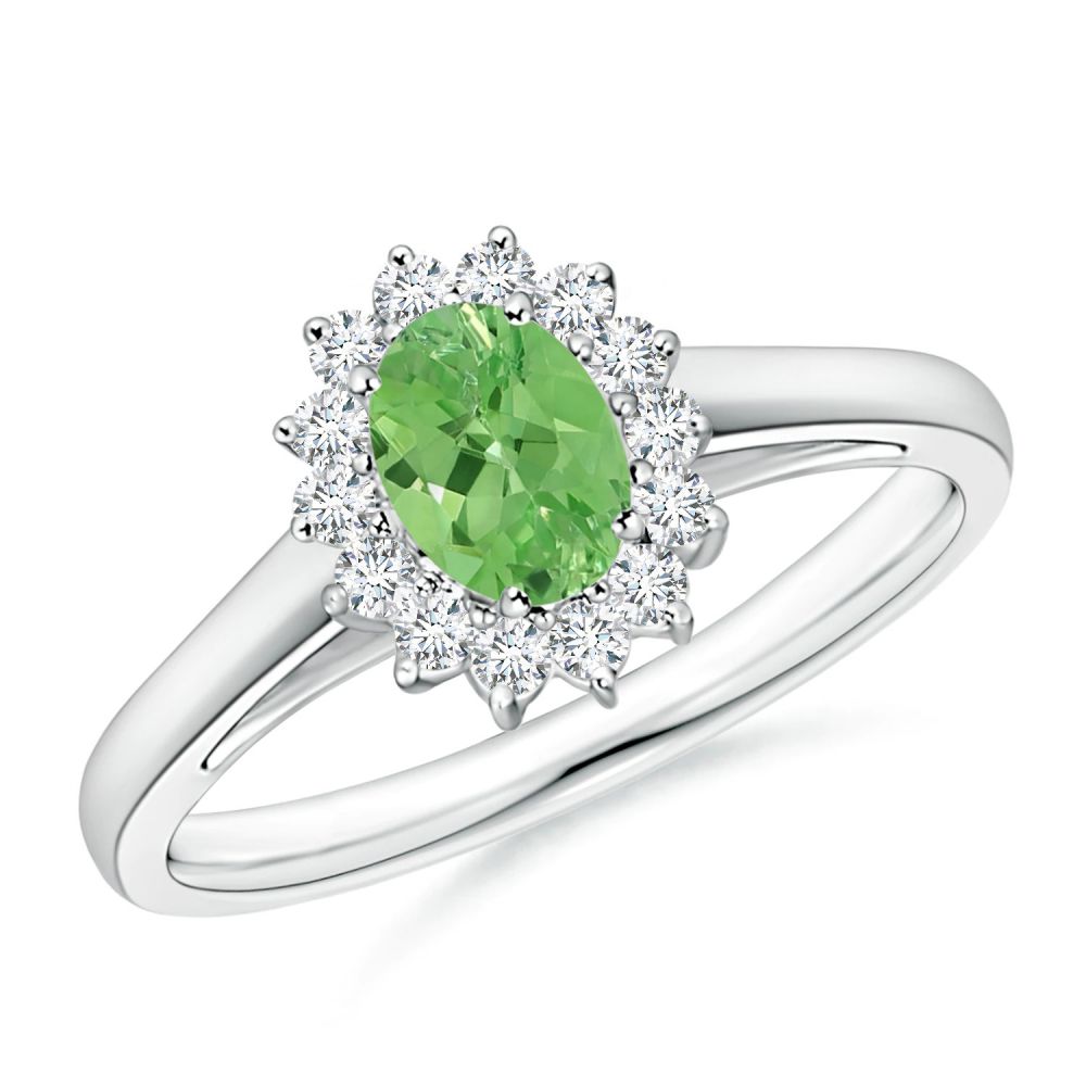 925 sterling Tsavorite Garnet halo ring with natural white zircon Supplier