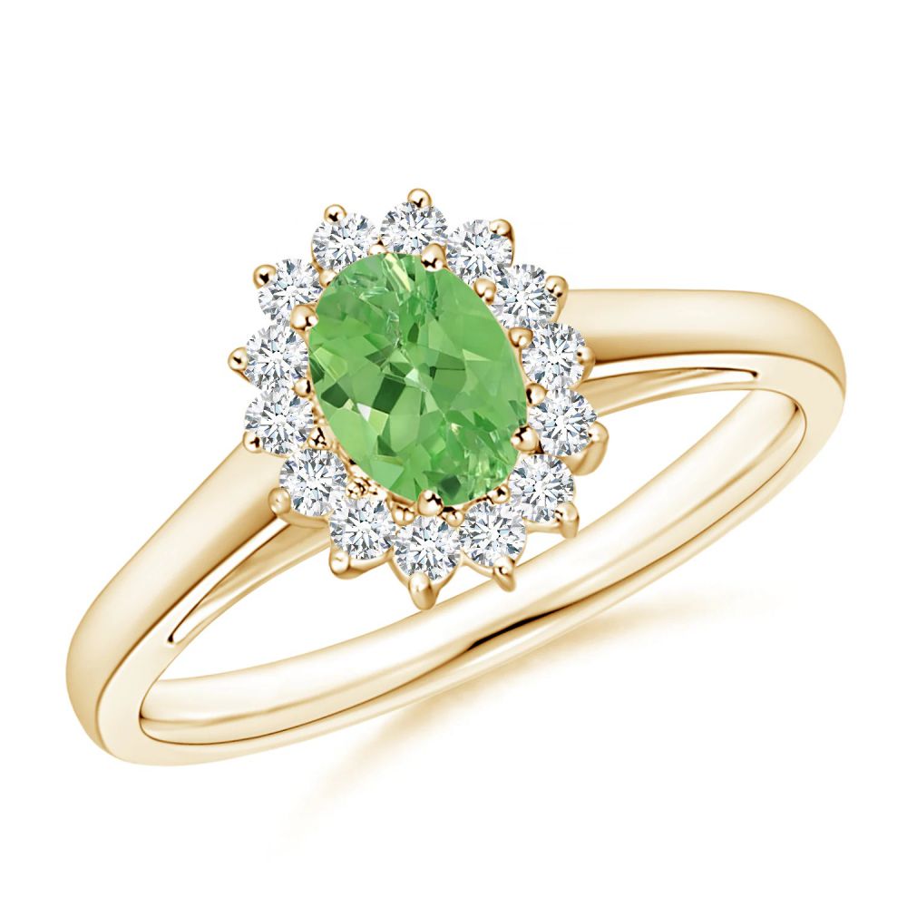 925 sterling Tsavorite Garnet halo ring with natural white zircon Supplier
