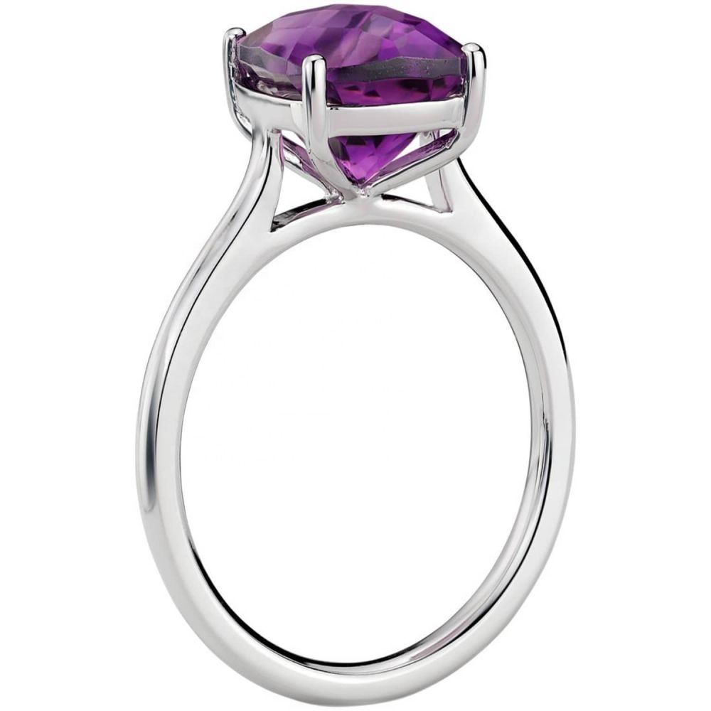 925 sterling Beautiful natural amethyst ring in cushion checkerboard Supplier