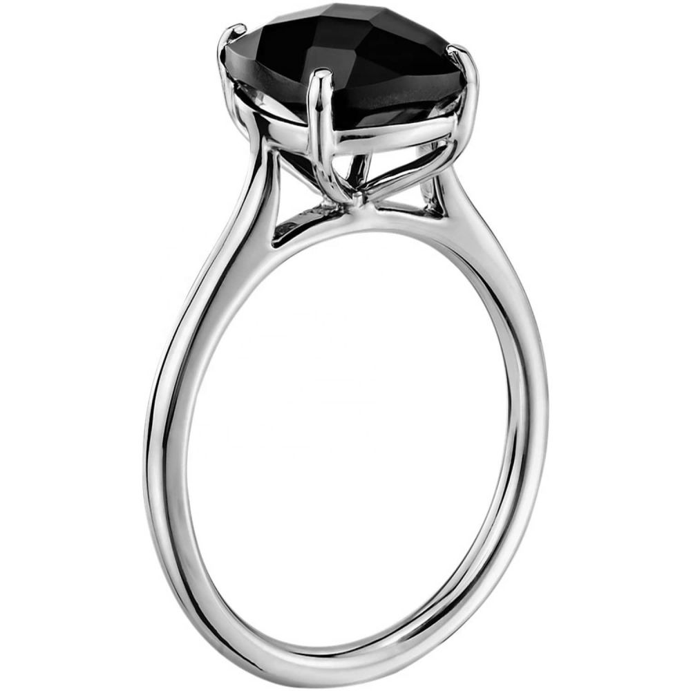 Silver Beautiful natural black spinel ring in cushion checkerboard Manufacturer