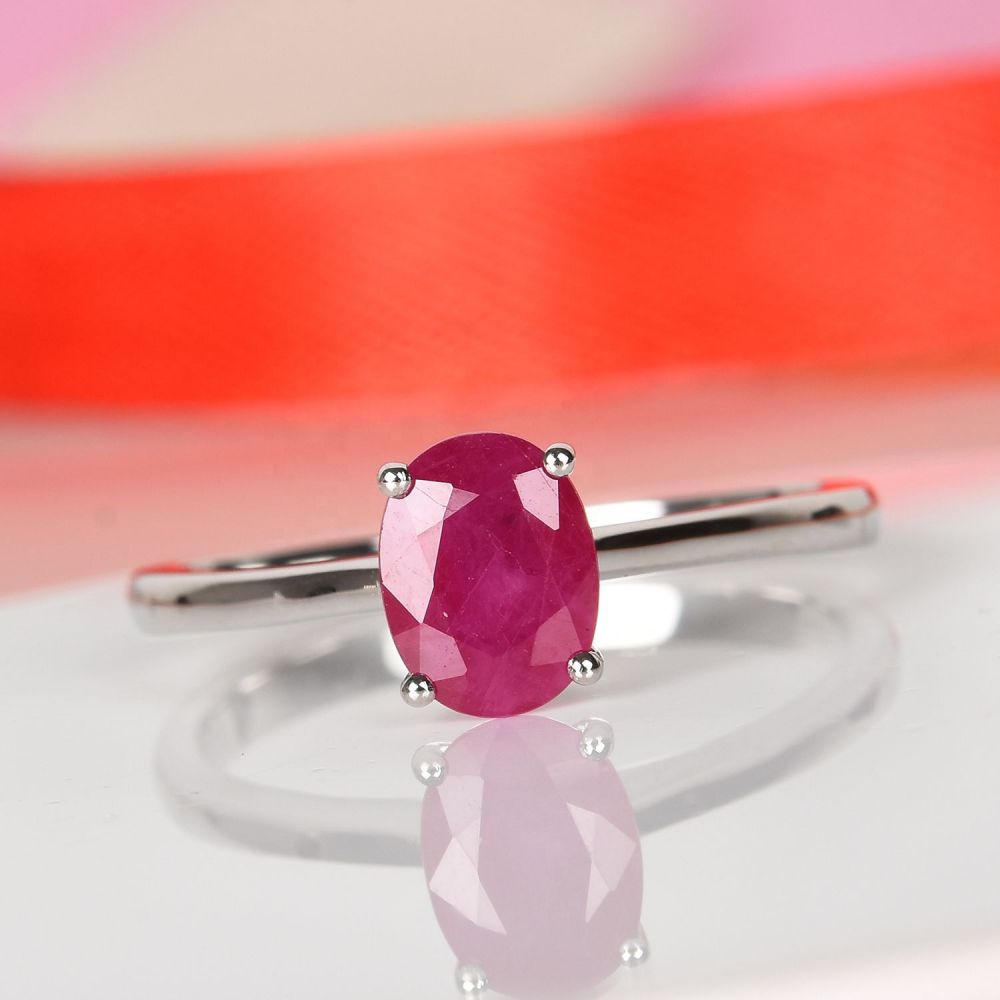 Madagascar glass filled ruby oval solitaire Engagement ring in 925 Manufacturers