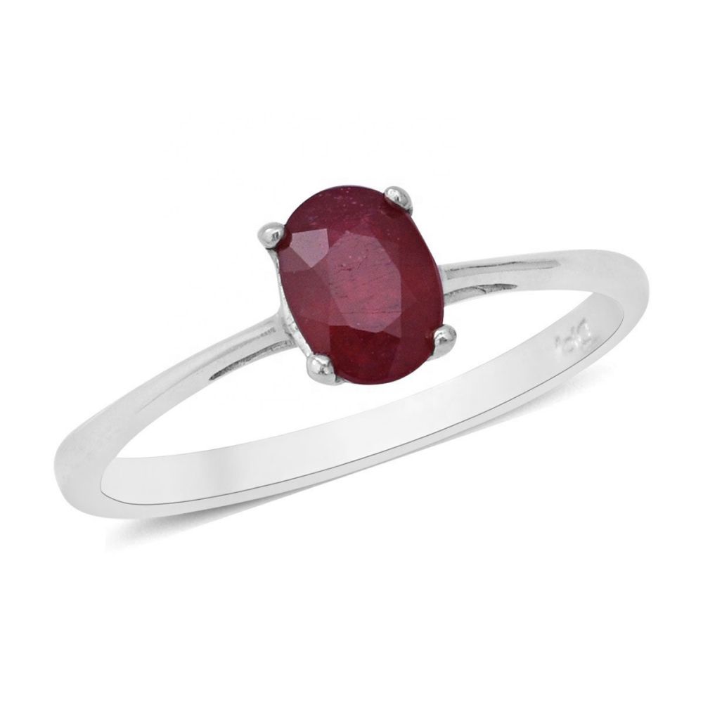 Madagascar glass filled ruby oval solitaire Engagement ring in 925 Manufacturers