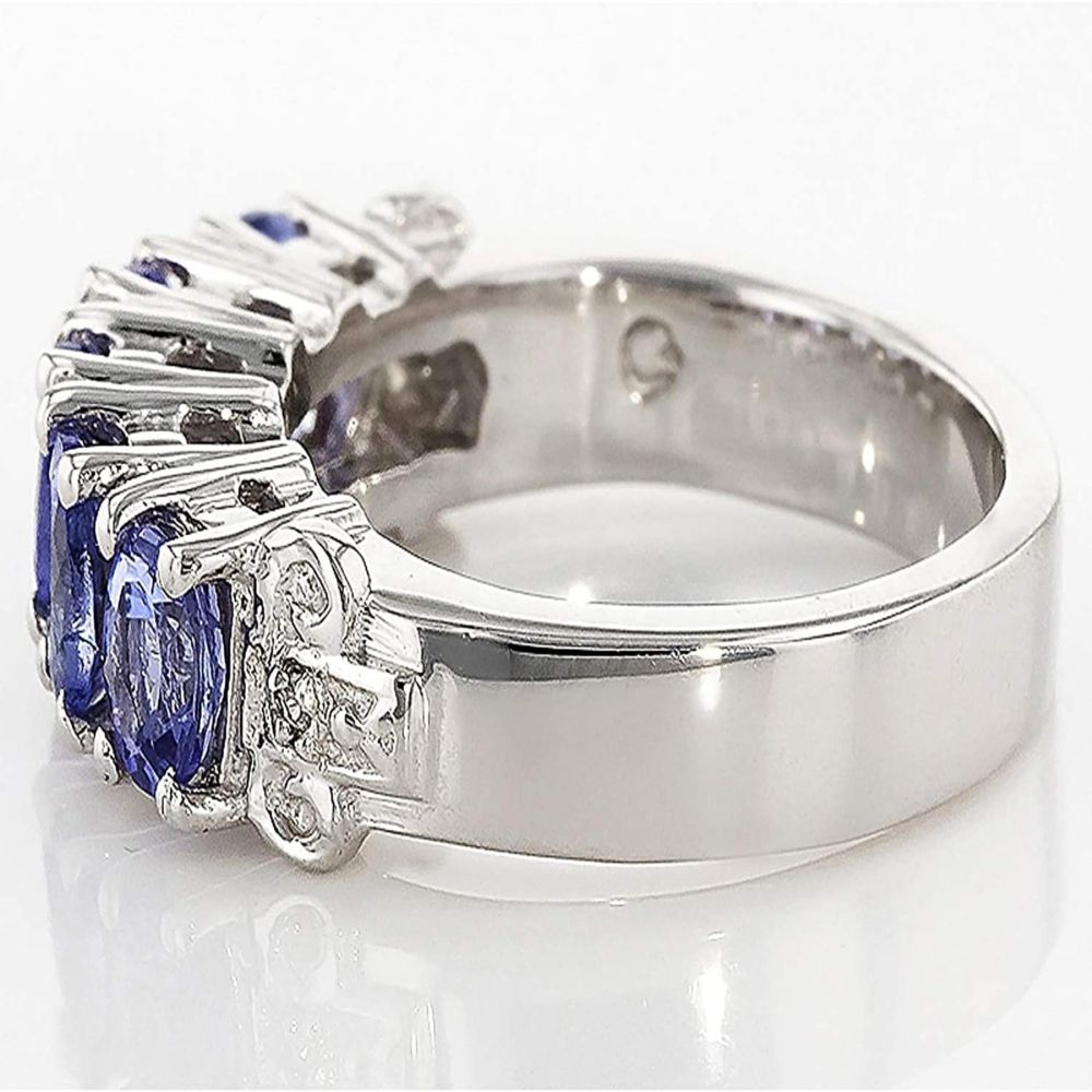 Wholesale 925 sterling silver rose gold and gold A Tanzanite 5 stone ring