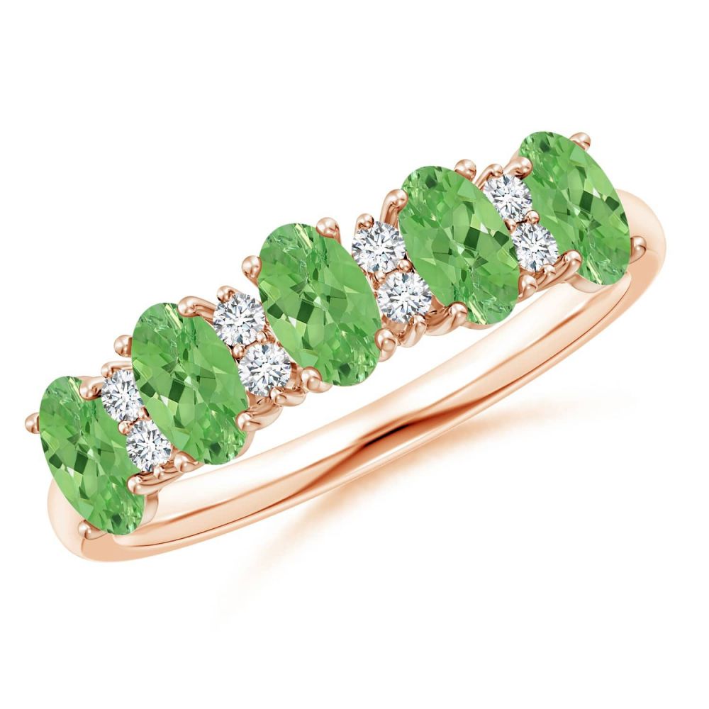 Wholesale 925 sterling silver rose gold Natural Tsavorite Garnet 5 stone ring