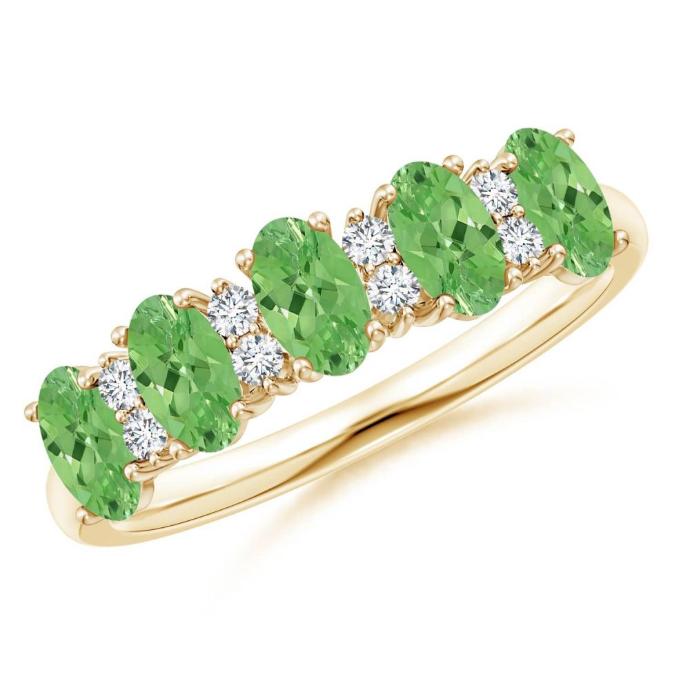 Wholesale 925 sterling silver rose gold Natural Tsavorite Garnet 5 stone ring