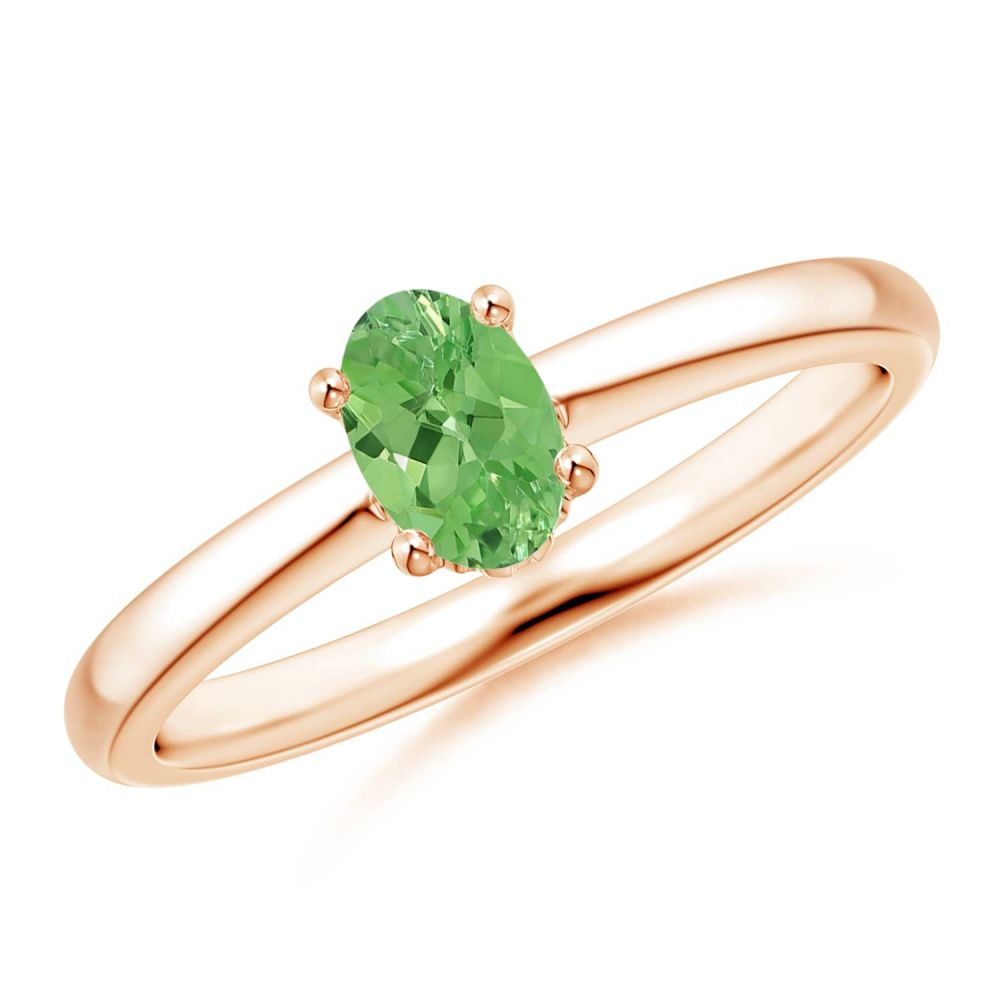 Wholesale  925 sterling silver rose gold Tsavorite Garnet solitaire stone ring