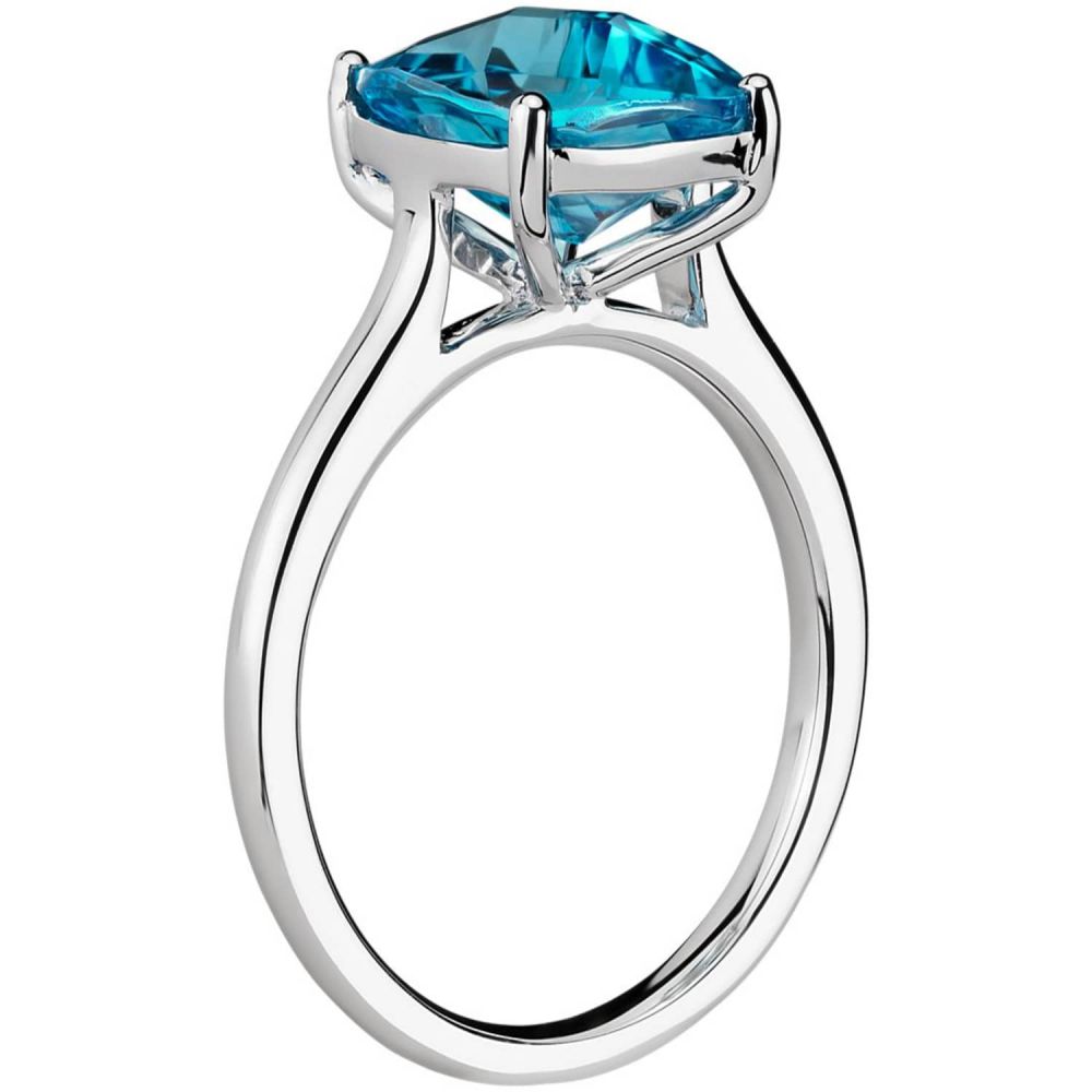 Beautiful natural swiss blue topaz ring in cushion checkerboard  Manufacturer
