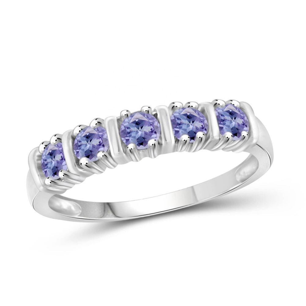A Tanzanite 5 stone ring in 925 sterling silver rose gold and gold  Manufacturer