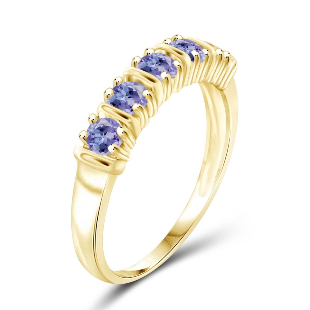 A Tanzanite 5 stone ring in 925 sterling silver rose gold and gold  Manufacturer
