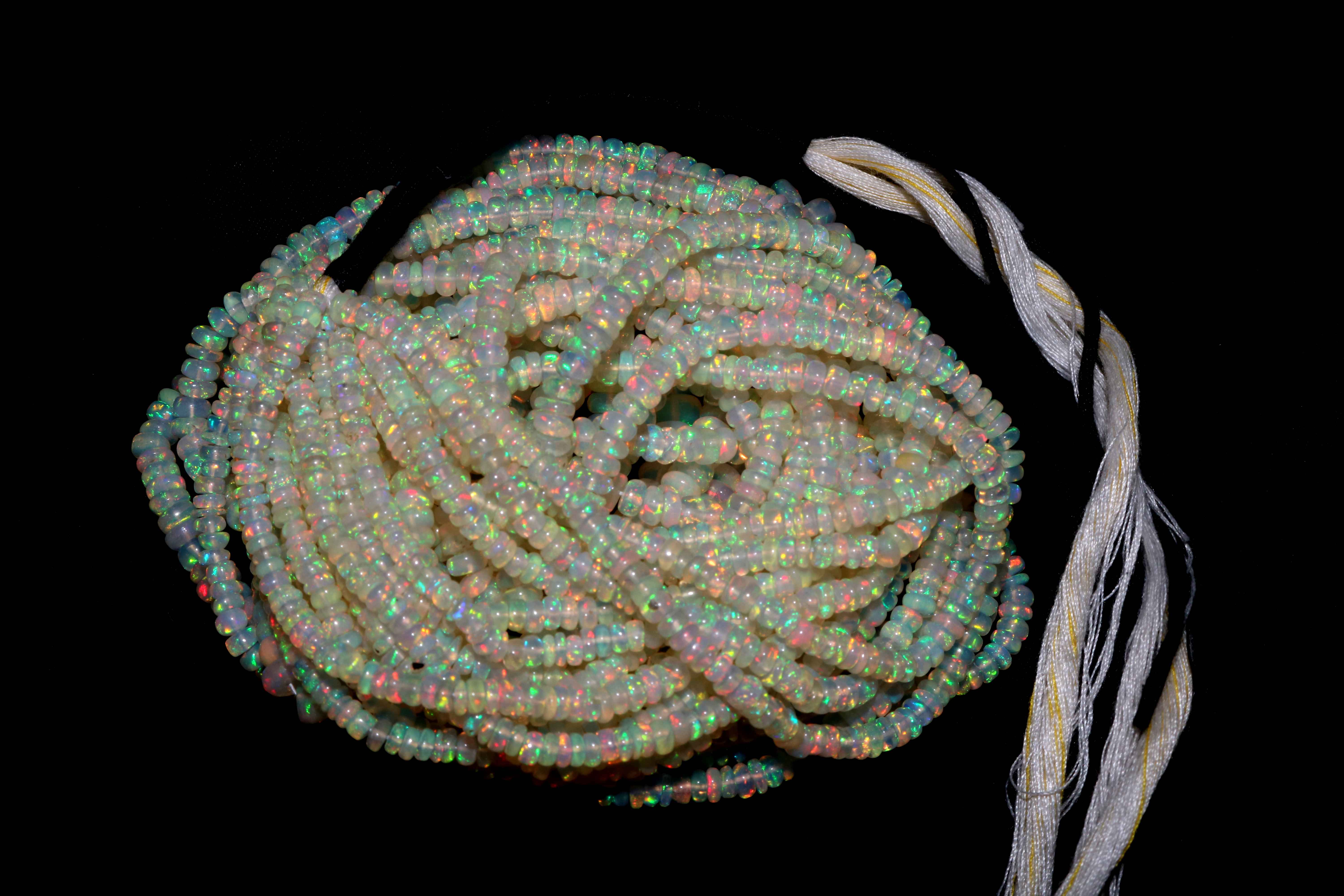 Natural Ethiopian Opal Opal Beads 3X7 MM Multi Fire Opal Beads Gemstone Exporter