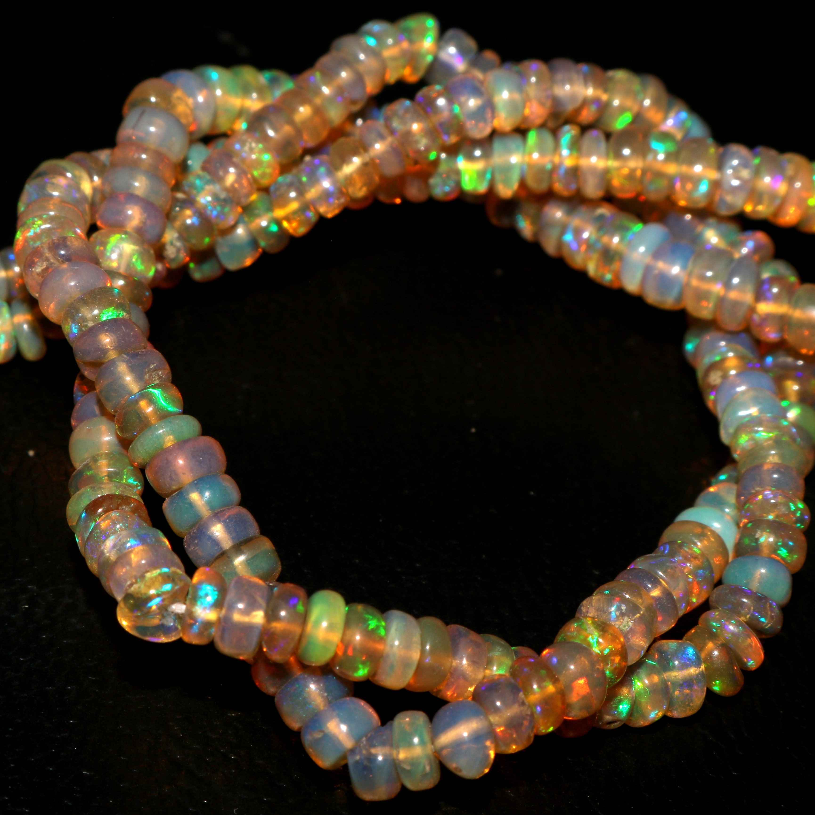 Natural Ethiopian Opal  Beads 3X4 MM Multi Fire Opal Beads Exporter