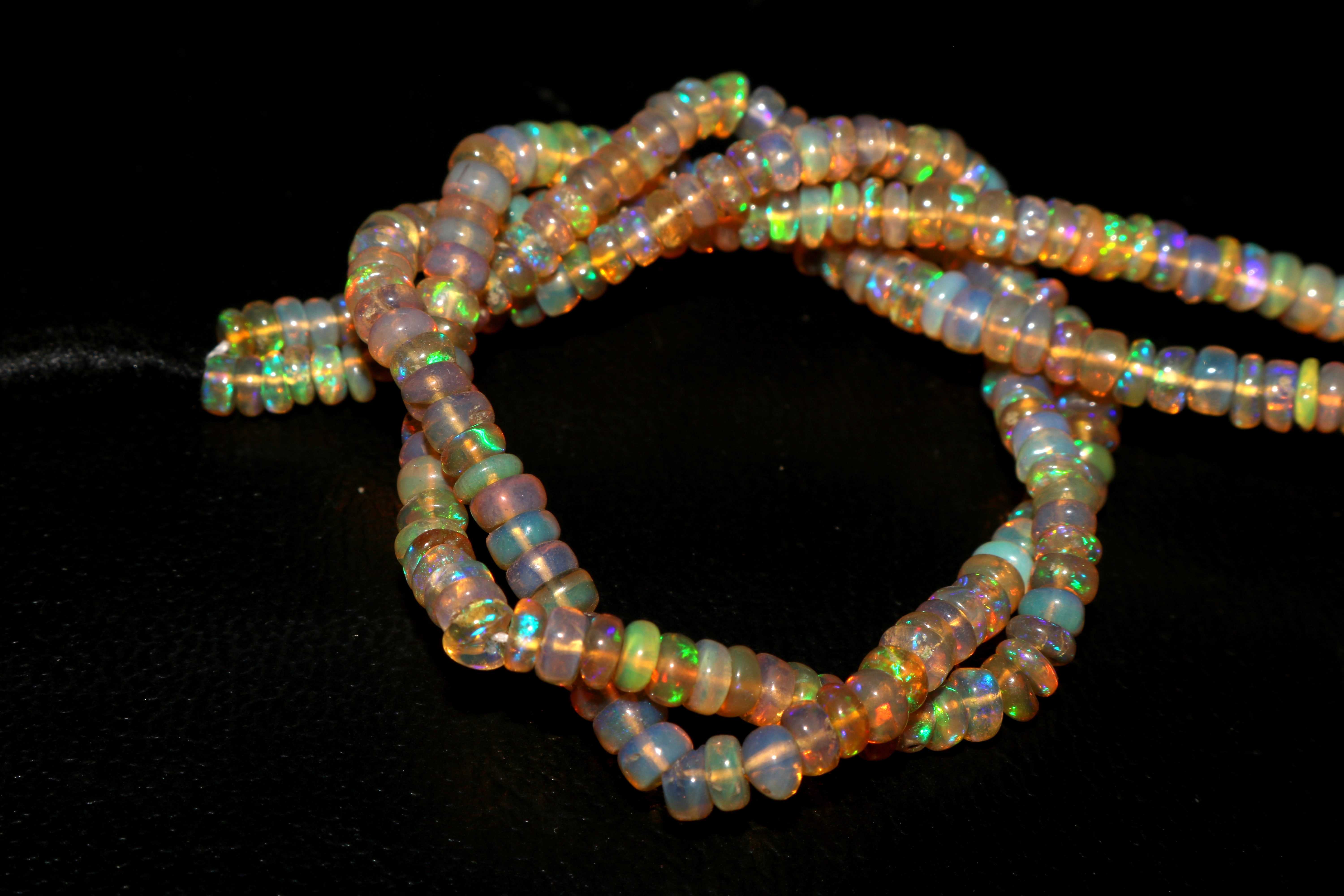 Natural Ethiopian Opal  Beads 3X4 MM Multi Fire Opal Beads Exporter