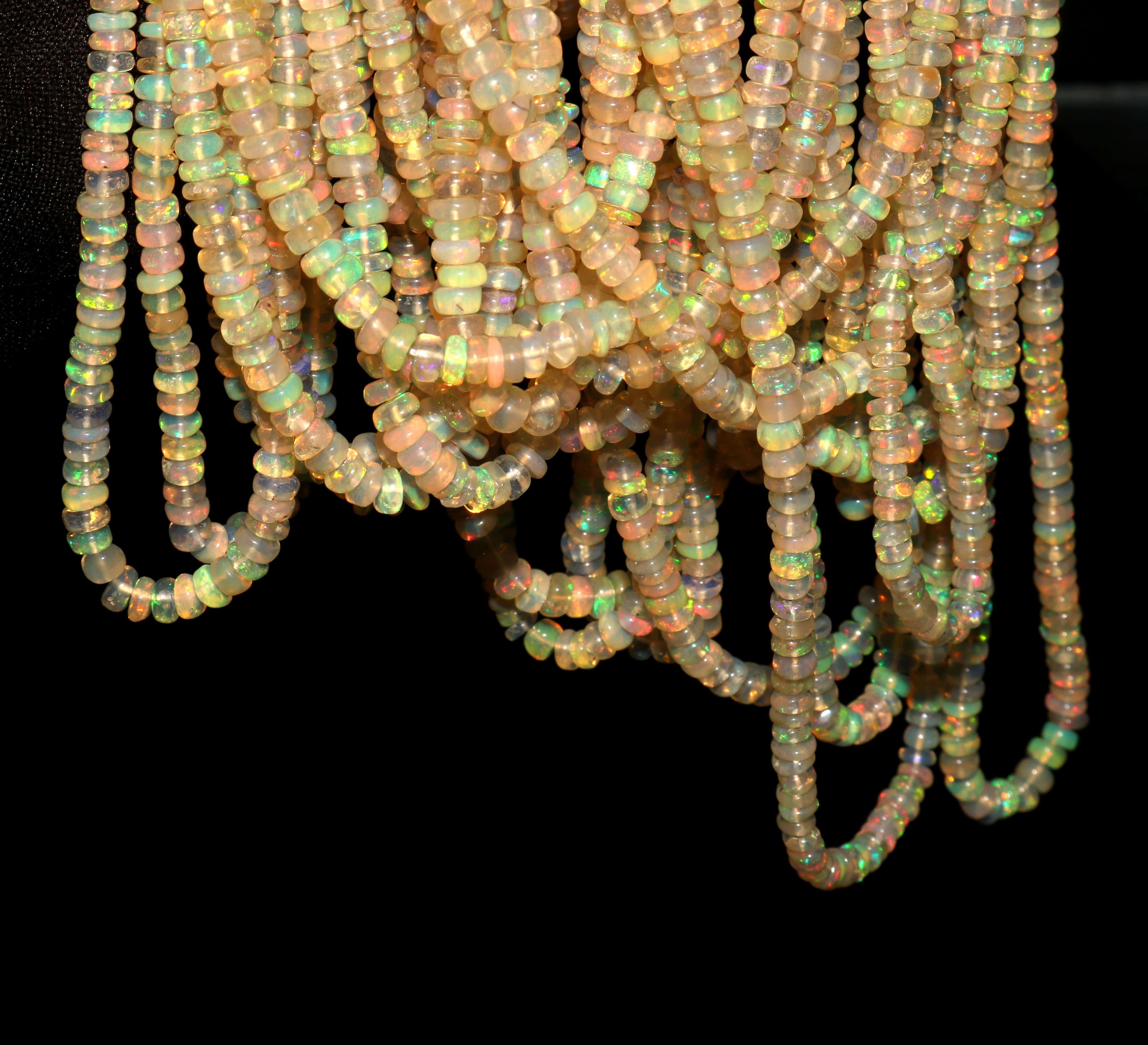 Top Quality Natural Ethiopian Opal Beads 3X4 MM Multi Fire Opal Exporter