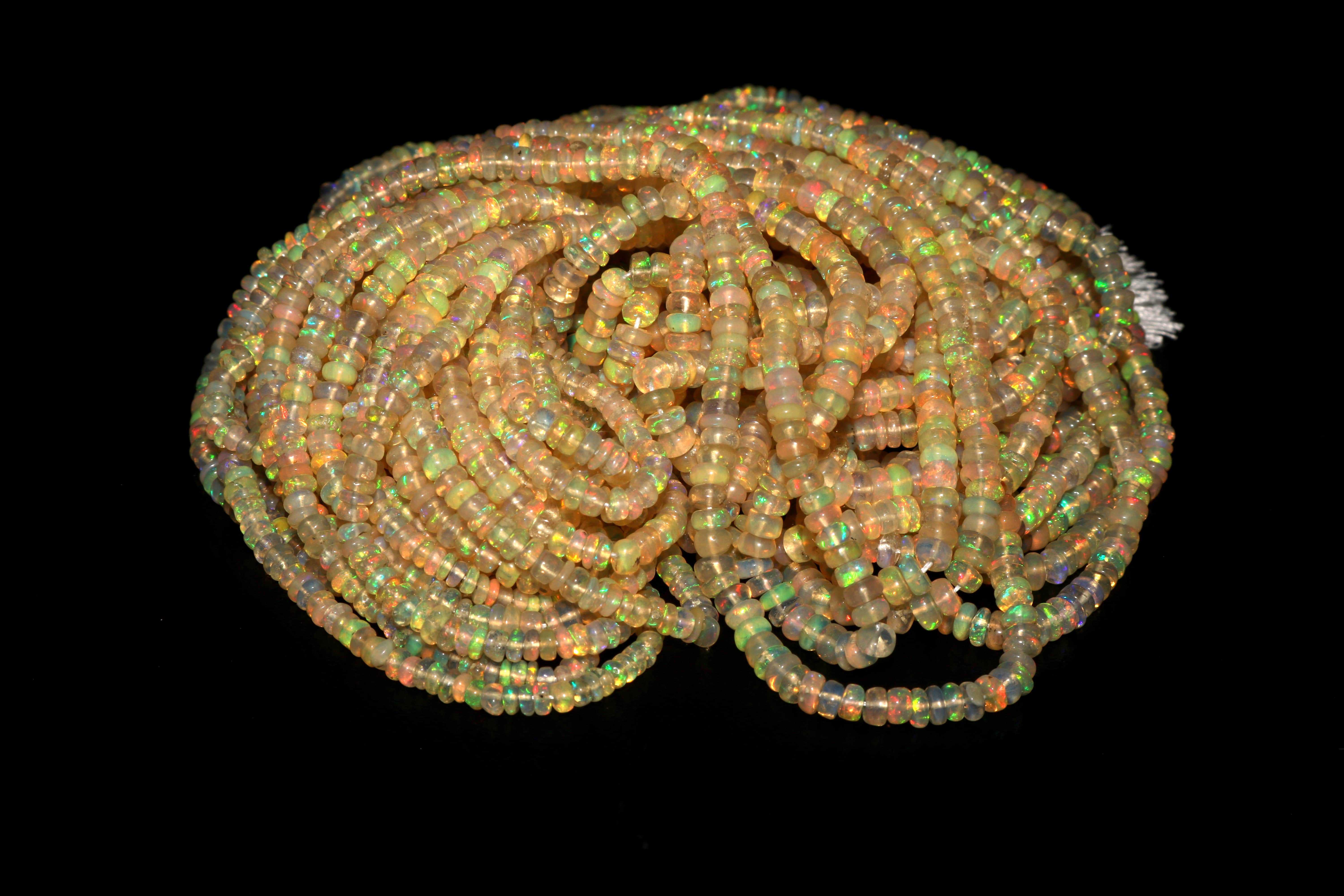 Top Quality Natural Ethiopian Opal Beads 3X4 MM Multi Fire Opal Exporter