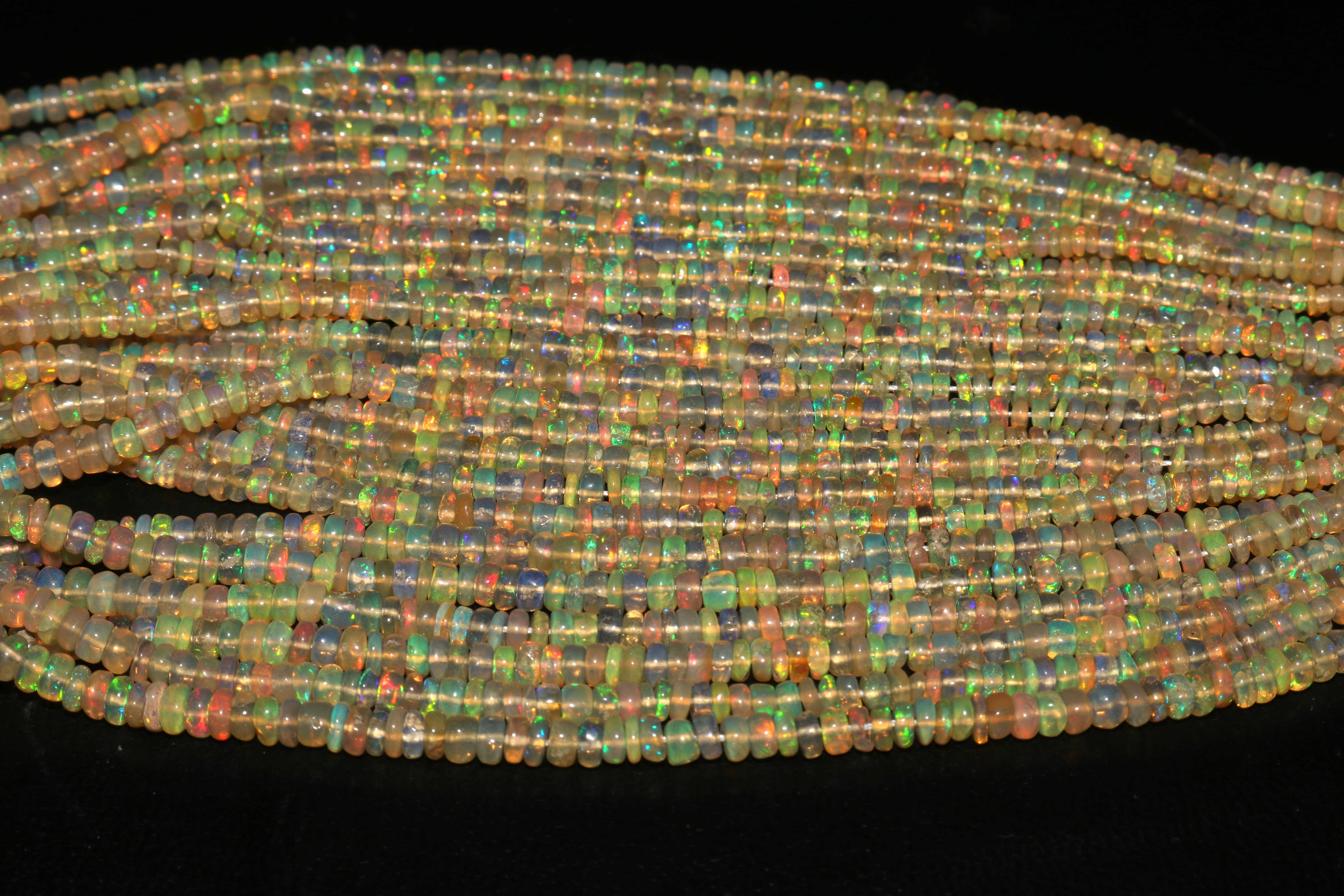 Top Quality Natural Ethiopian Opal Opal Beads 3X4 MM Multi Fire Opal Exporter