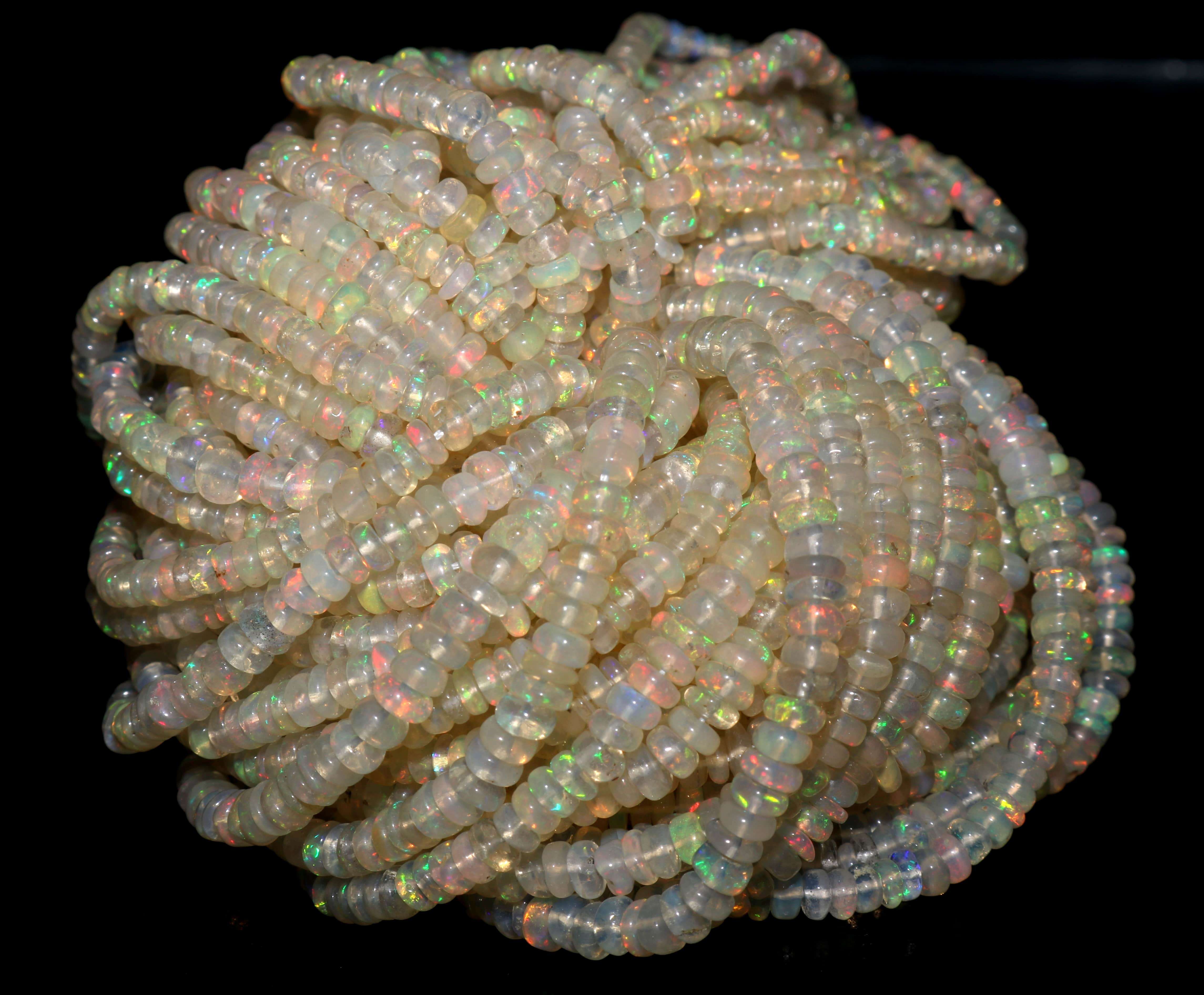 Natural Ethiopian Opal Opal Beads 2.50X4 MM Multi Fire Opal Beads Exporter