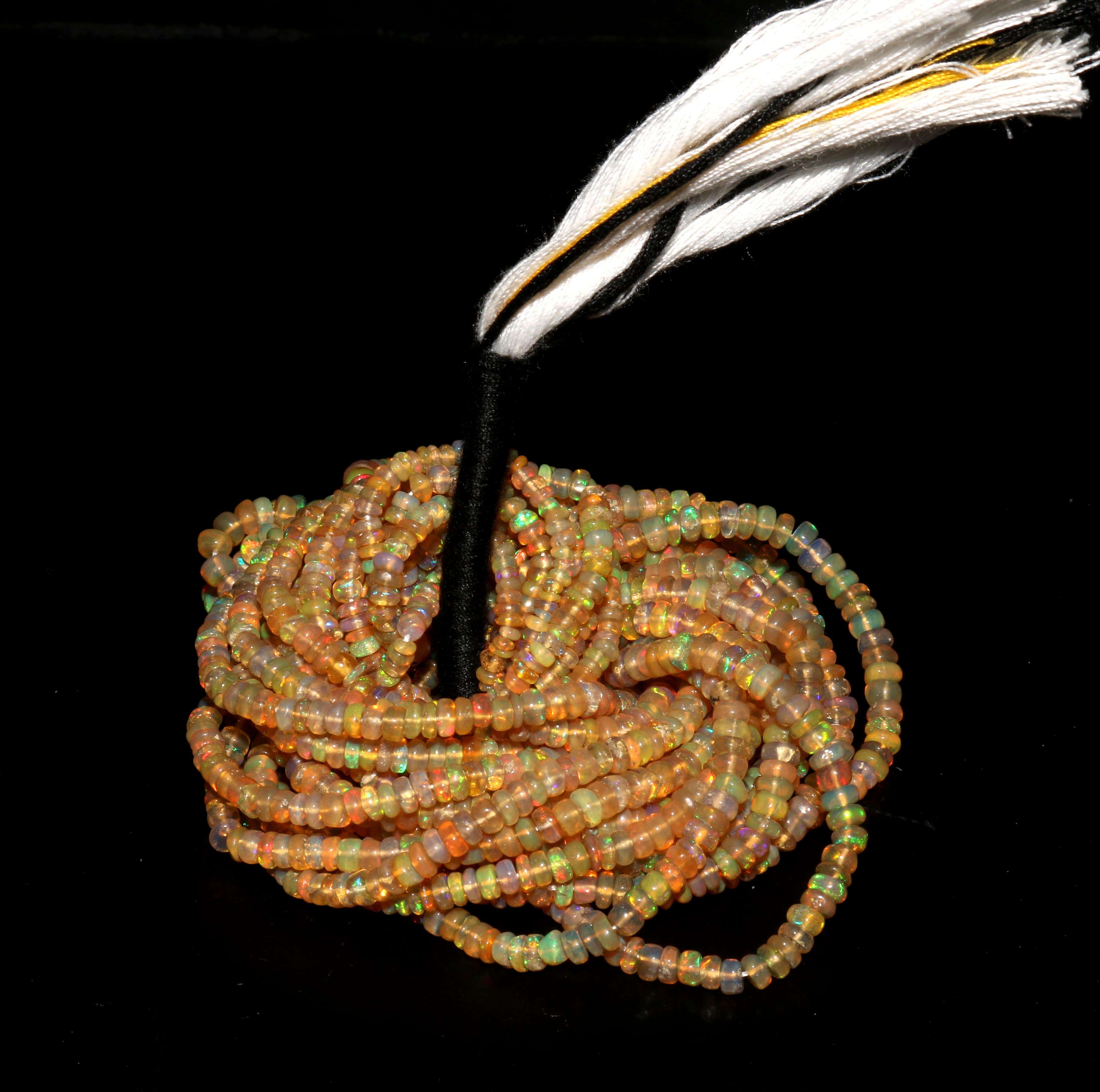 Fine Quality Natural Ethiopian Opal Opal Beads 3X4 MM Multi Fire opal Exporter