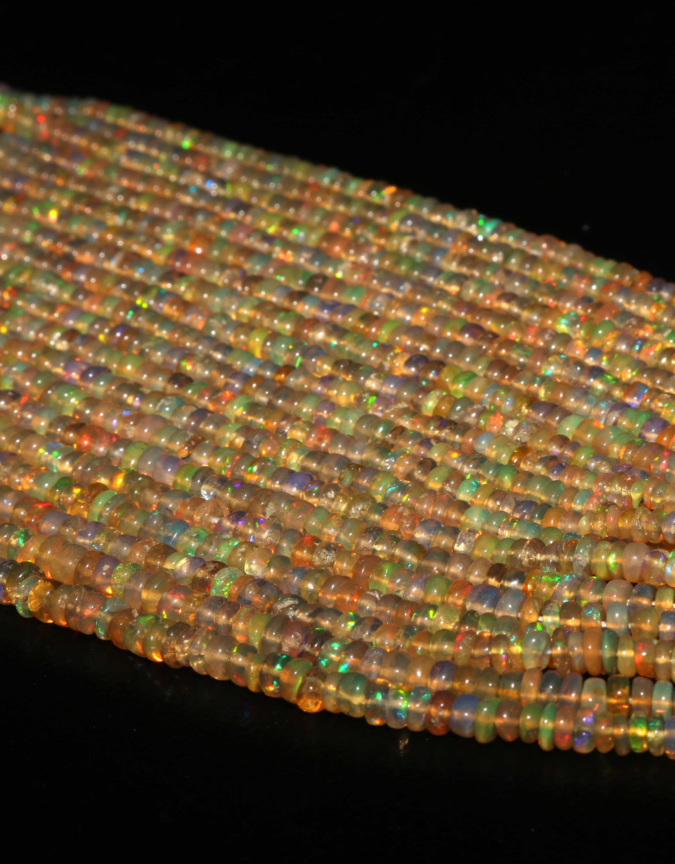 Fine Quality Natural Ethiopian Opal Opal Beads 3X4 MM Multi Fire opal Exporter