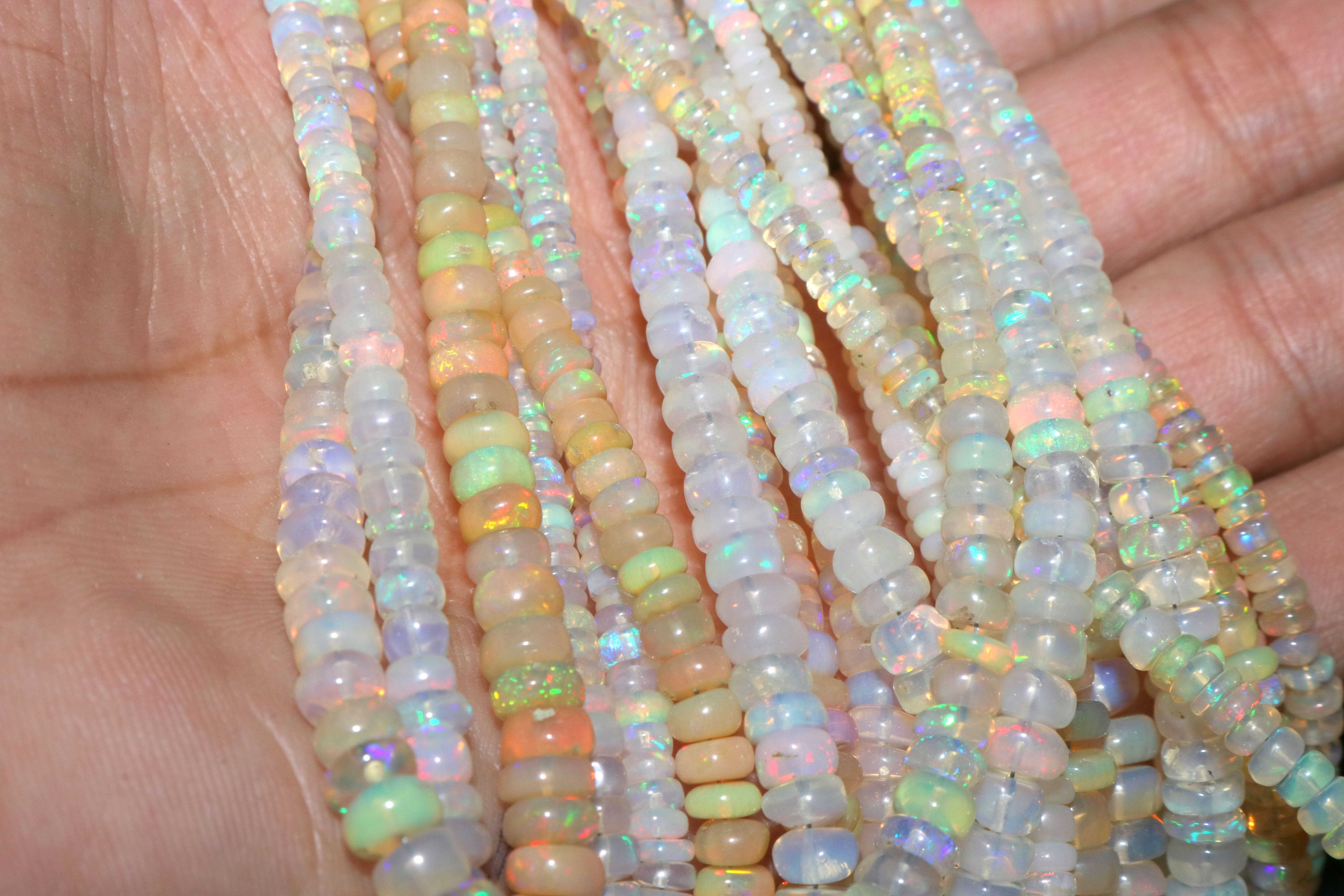 Ethiopian Opal Natural Plain Rondell Shape Beads 6X2.50 MM Exporter