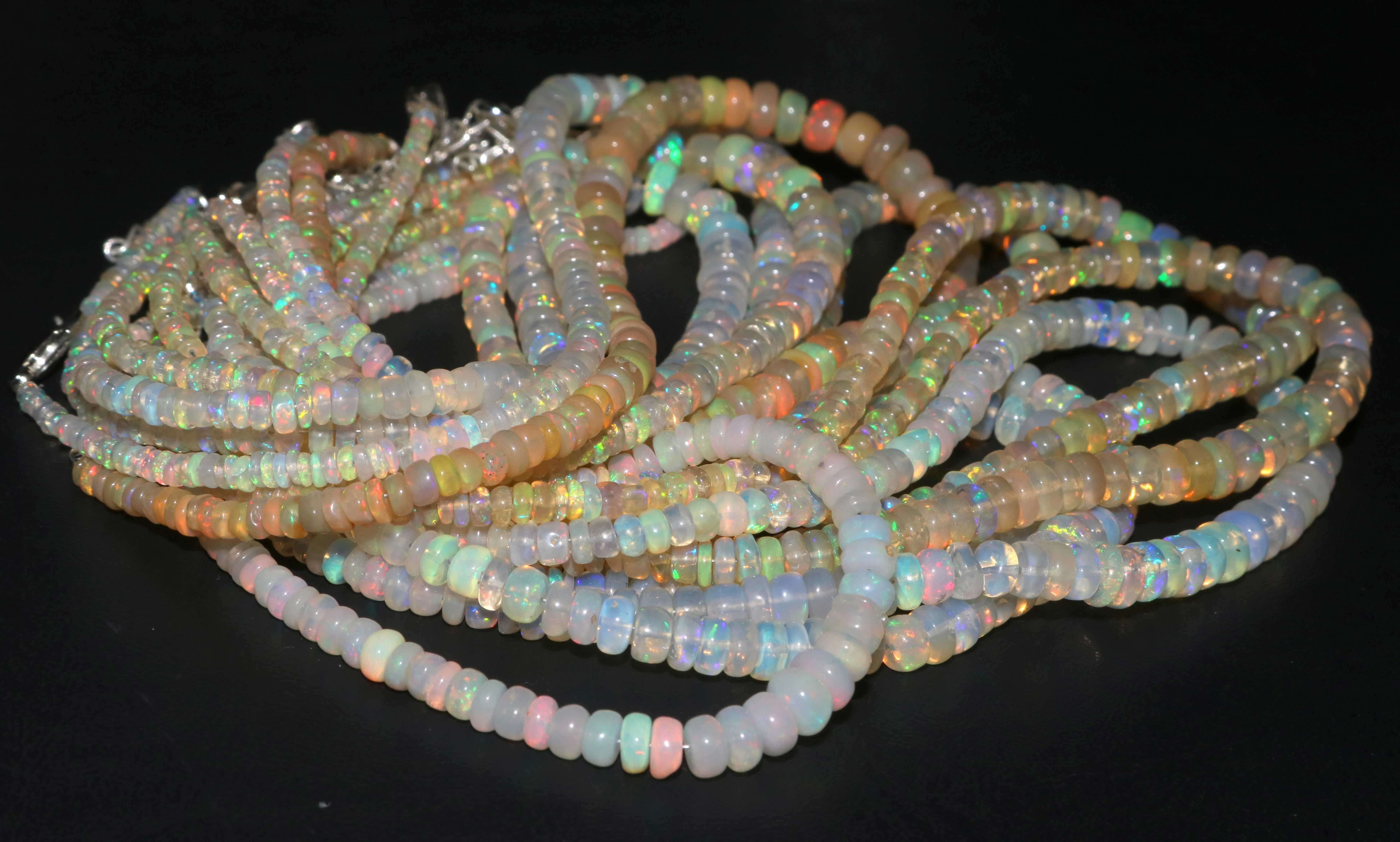 Gemstone Natural Ethiopian Opal Rondell Beads Opal Necklace Opal Strand Exporter