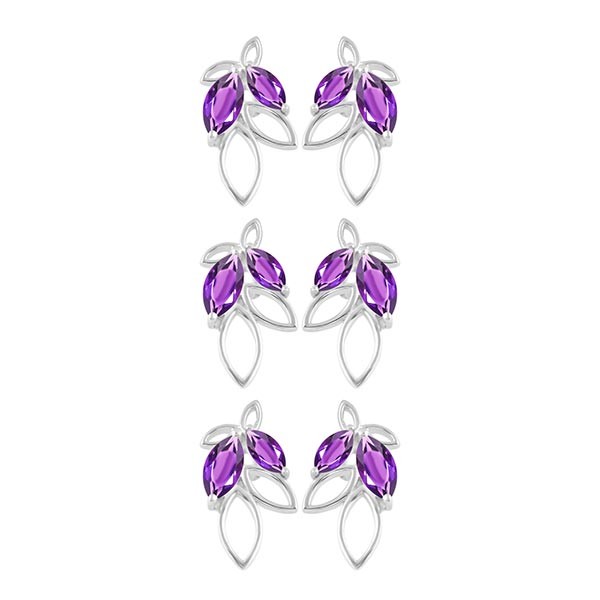 Amethyst Earring Stud 3 Pcs Set Manufacturer