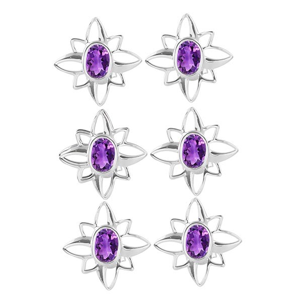 Amethyst Earring Stud 3 Pcs Set Supplier
