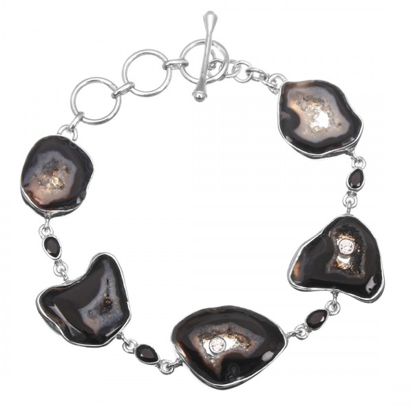 Agate Black Cubic zirconia Black Spinel Bracelet Supplier