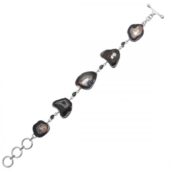 Agate Black Cubic zirconia Black Spinel Bracelet Supplier