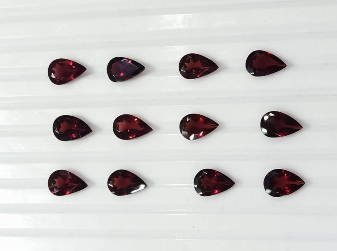 12 Pcs -6x9 mm cut Natural Garnet gemstone Drop shape Supplier