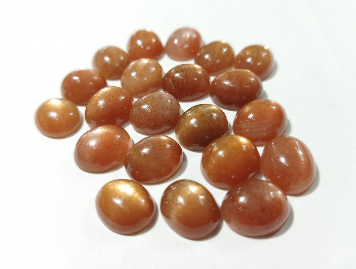 Natural Sun Stone Cabochons Oval Shape Genuine Sunstone Gemstone Supplier