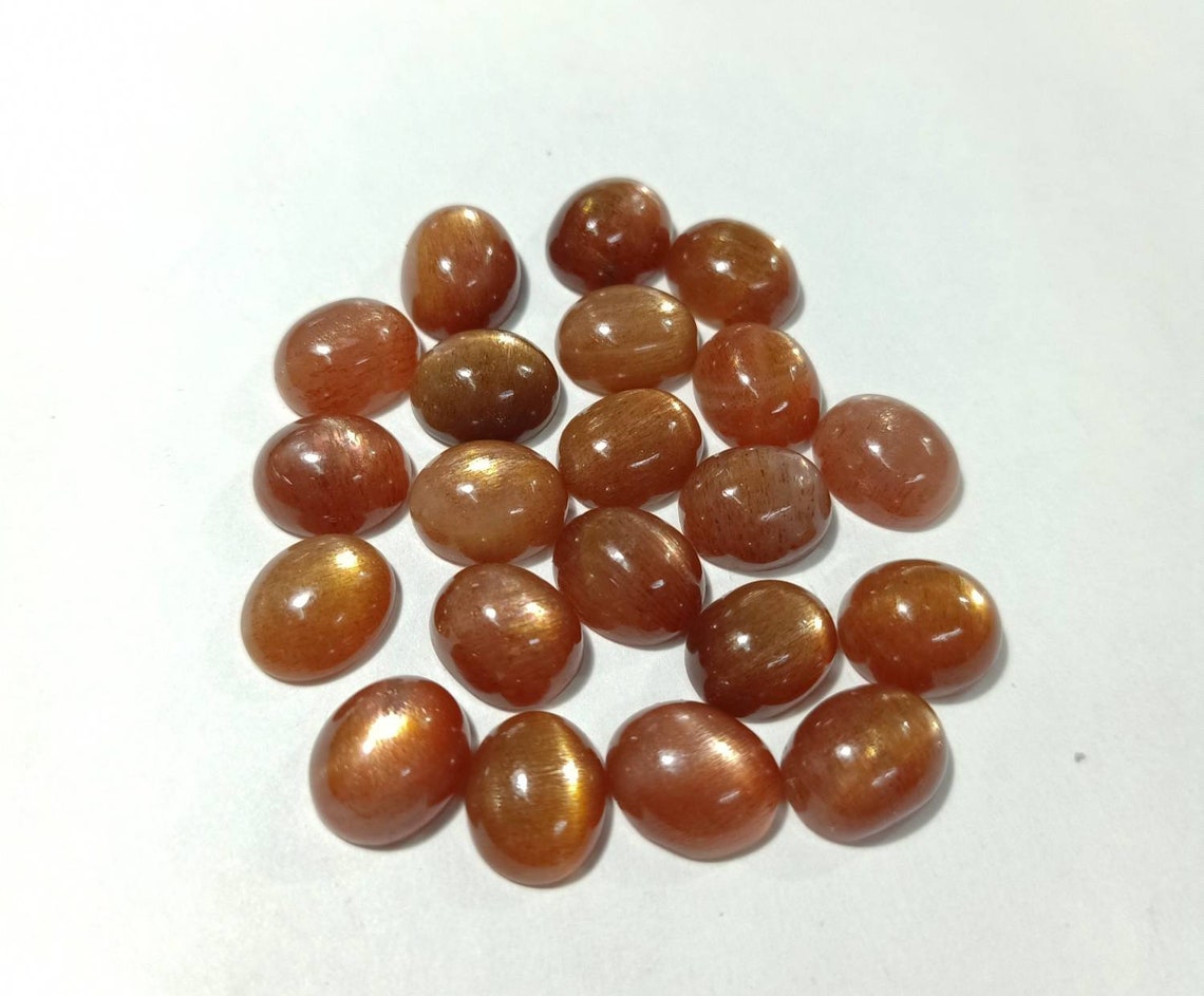 Natural Sun Stone Cabochons Oval Shape Genuine Sunstone Gemstone Supplier