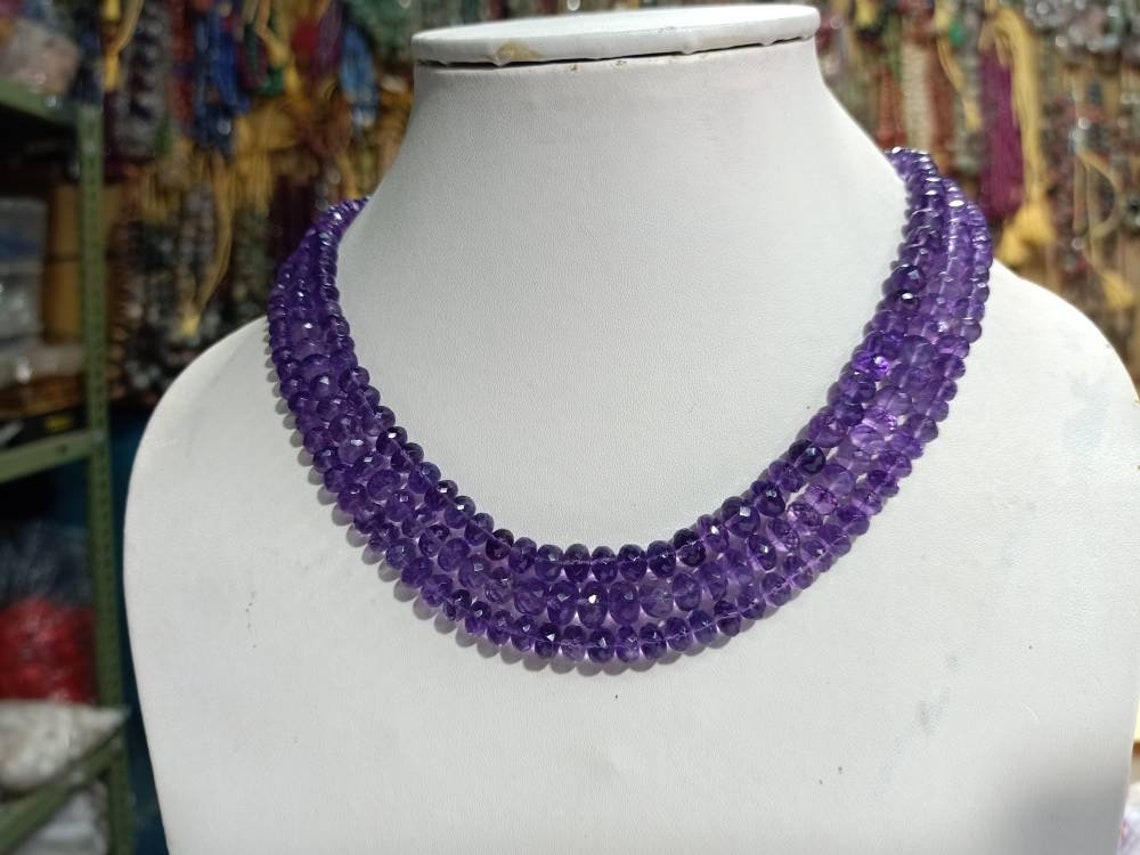 3 necklace Faceted Amethyst Rondell Beads Amethyst Faceted Rondell Supplier