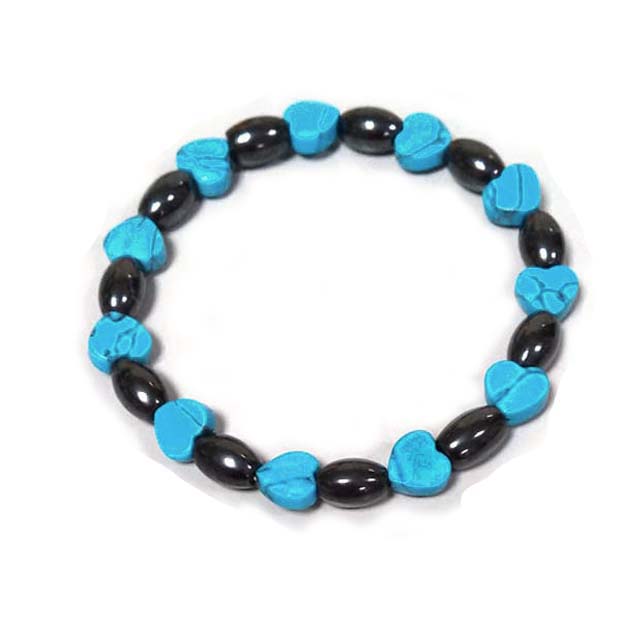 Magnetic hematite rice turquoise heart bracelet Exporter
