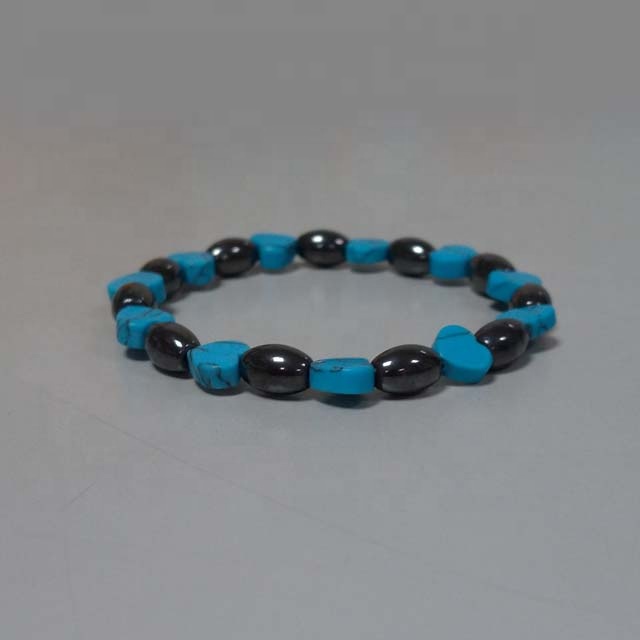 Magnetic hematite rice turquoise heart bracelet Exporter