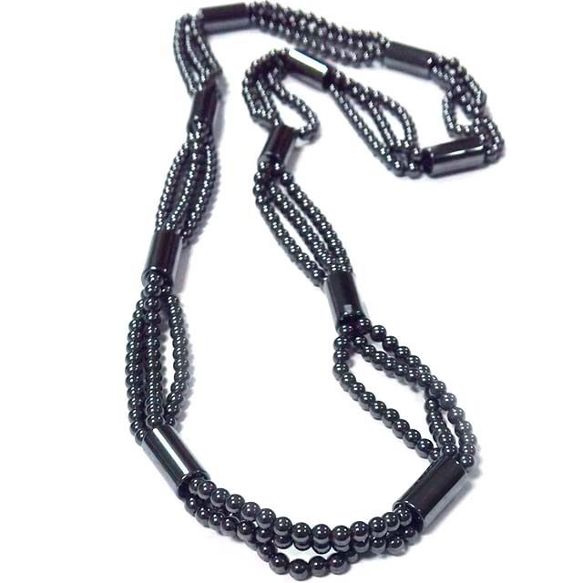 Hematite necklace and round beads in three strings natural gemstone Exporter