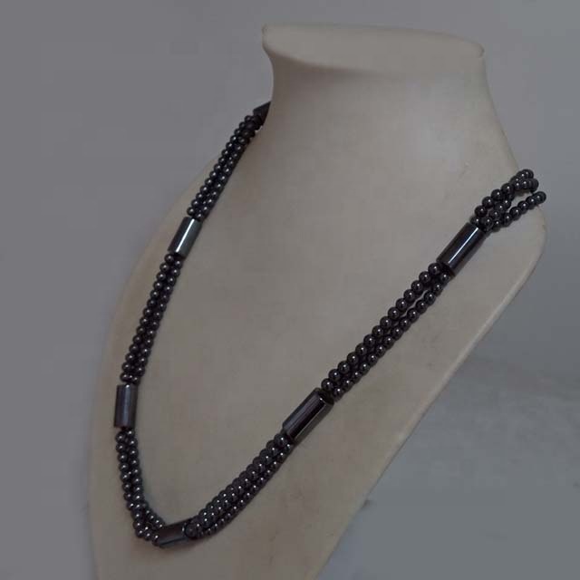 Hematite necklace and round beads in three strings natural gemstone Exporter