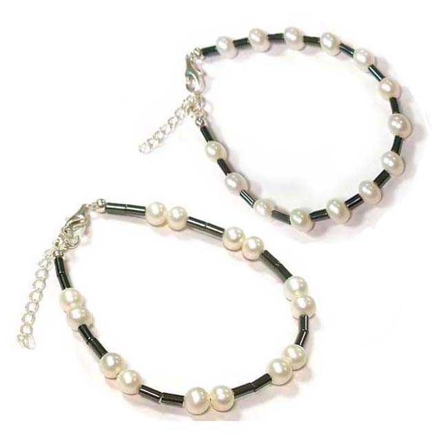 Natural fresh water pearl hematite tube bead bracelet Exporter