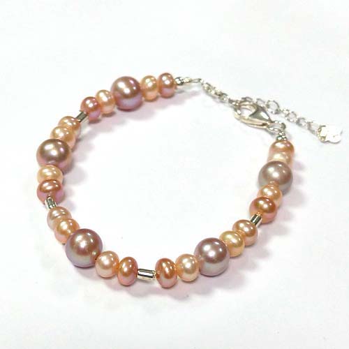 Pink button bead silver tube bracelet Exporter