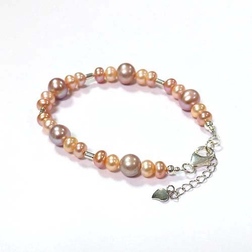 Pink button bead silver tube bracelet Exporter