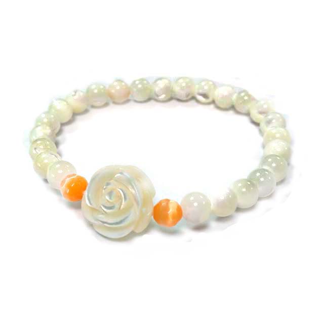 Shell rose carved flower elastic bracelet Exporter