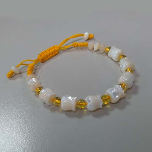 Shell tulip yellow crystal round bead bracelet Exporter