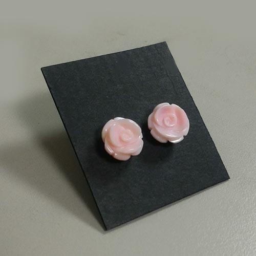Natural queen conch shell earring hand made carving rose pink flower Exporter